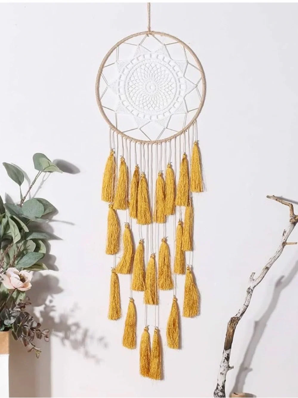Artilady macrame dream catcher features a white mandala web
